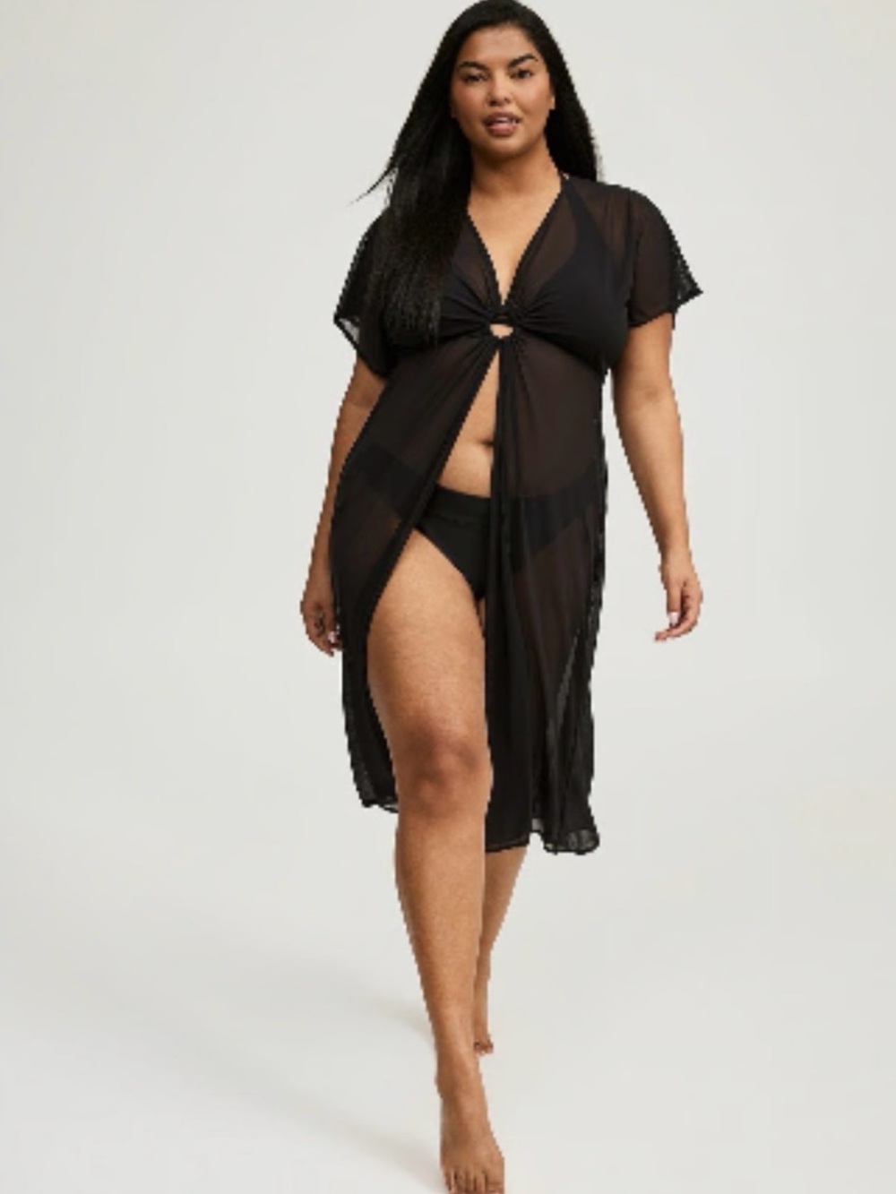 NWT Torrid Black Sheer O Ring Swim Coverup